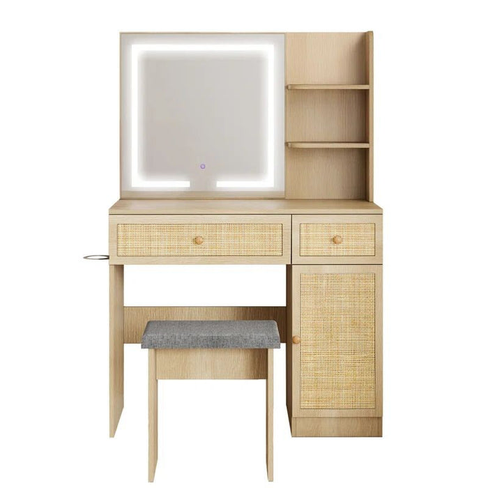Luna Dressing Table with LED Mirror & Stool Set