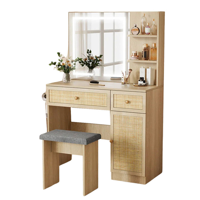 Luna Dressing Table with LED Mirror & Stool Set