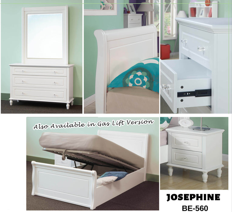 Josephine King Single Bed Frame - Acacia wood White