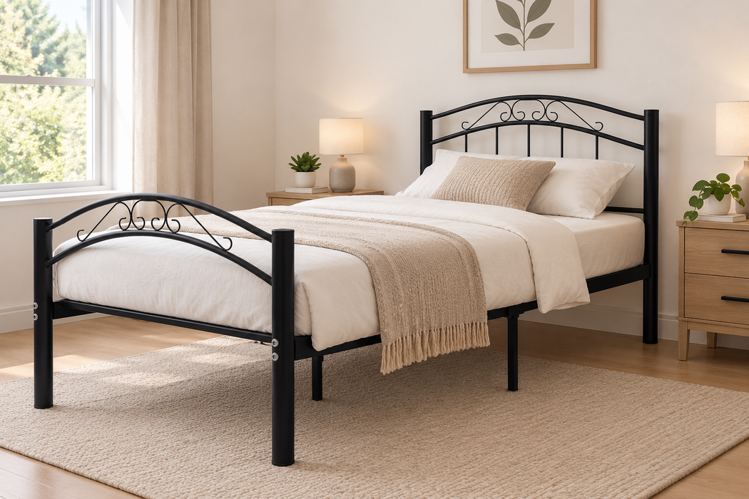 Cleve Single Black Metal Bed Frame - ST Marys & Liverpool NSW