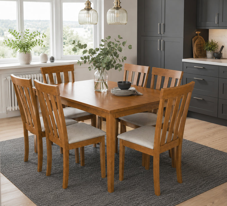 Woodland 7 Piece Solid Timber Dining Set, FULLY ASSEMBLED