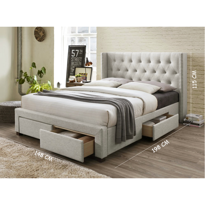 Carla Bed Frame Fabric Storage Drawers