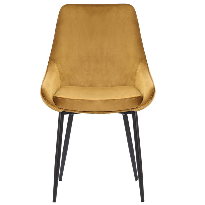 Set of 2 Domo Velvet Grey Dining Chairs, Mustard