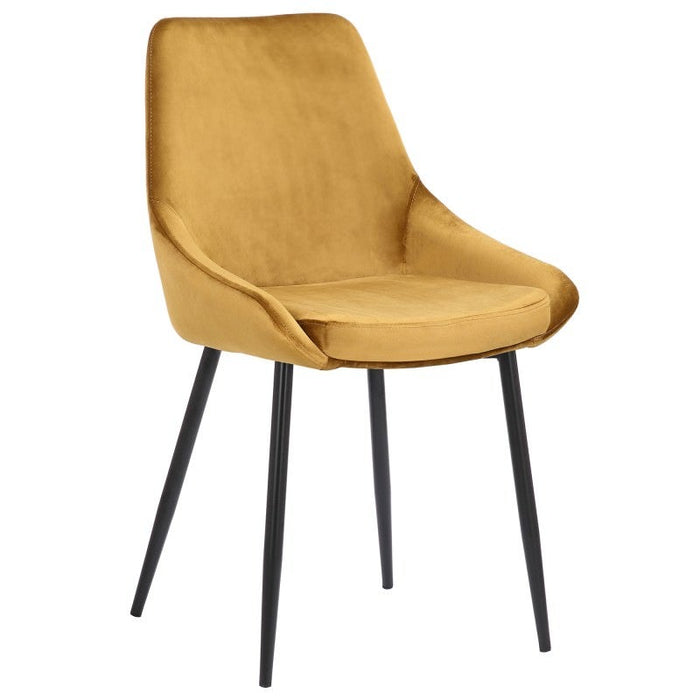 Set of 2 Domo Velvet Grey Dining Chairs, Mustard