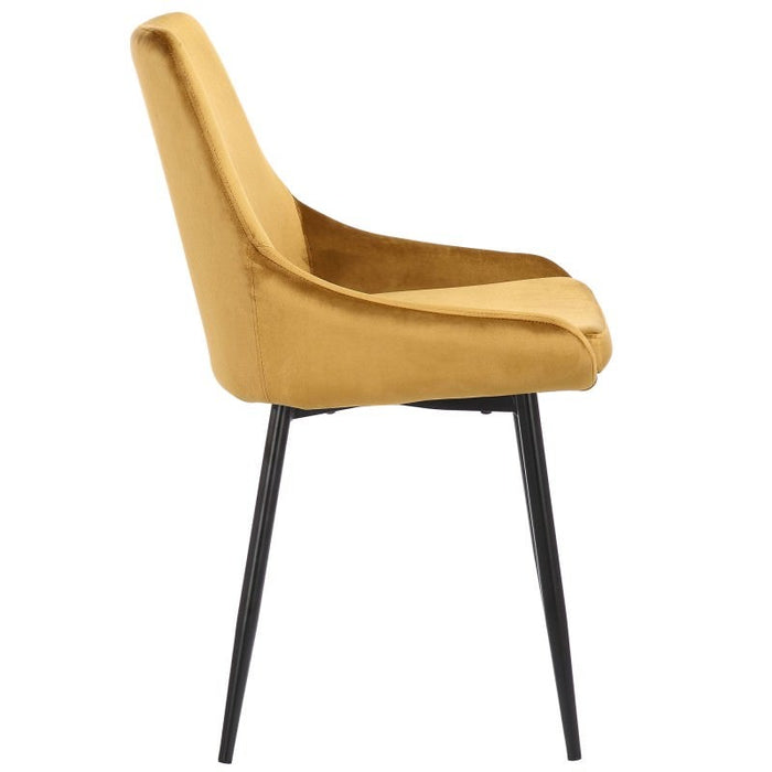 Set of 2 Domo Velvet Grey Dining Chairs, Mustard