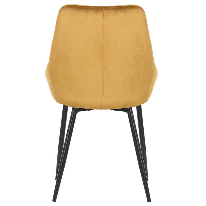 Set of 2 Domo Velvet Grey Dining Chairs, Mustard