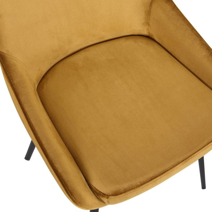 Set of 2 Domo Velvet Grey Dining Chairs, Mustard