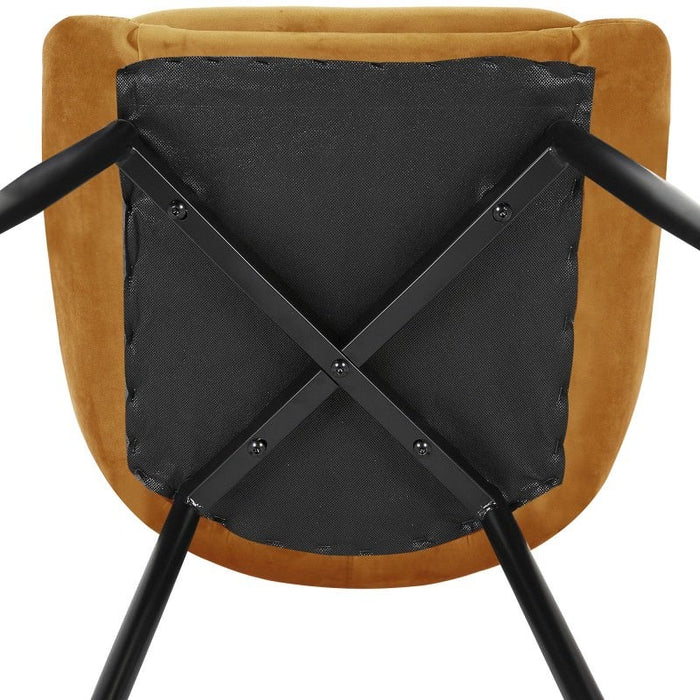 Set of 2 Domo Velvet Grey Dining Chairs, Mustard