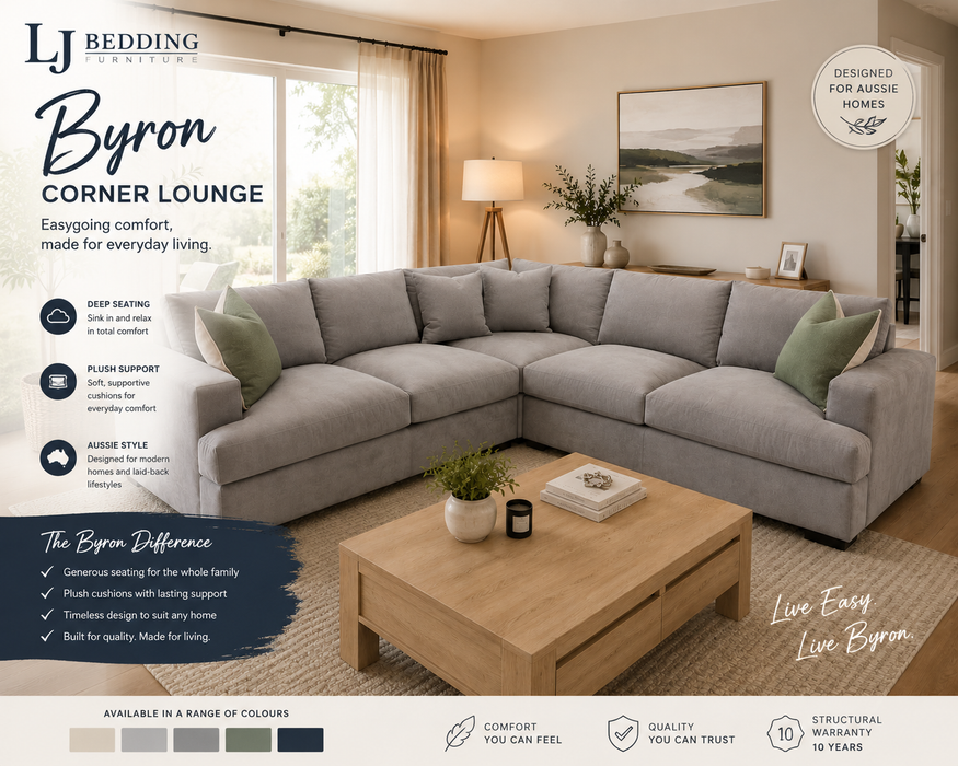 Byron 5 Seater Corner Lounge  Grey