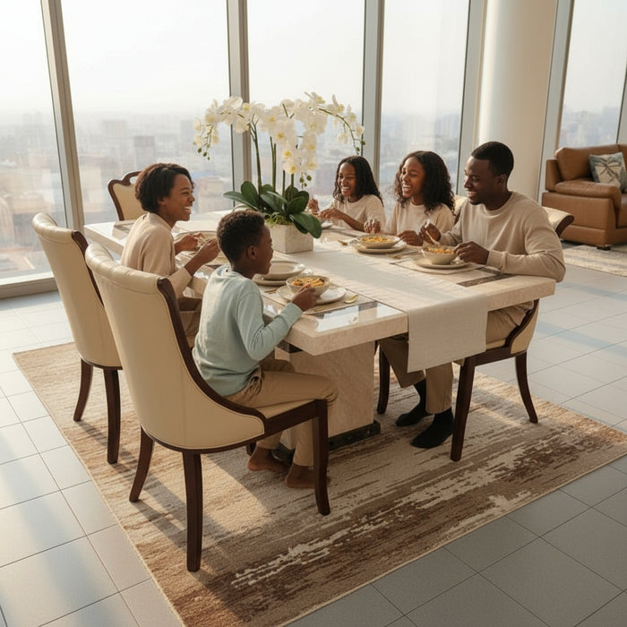 Dalton 7 Piece Marble Dining Table & Chair Set