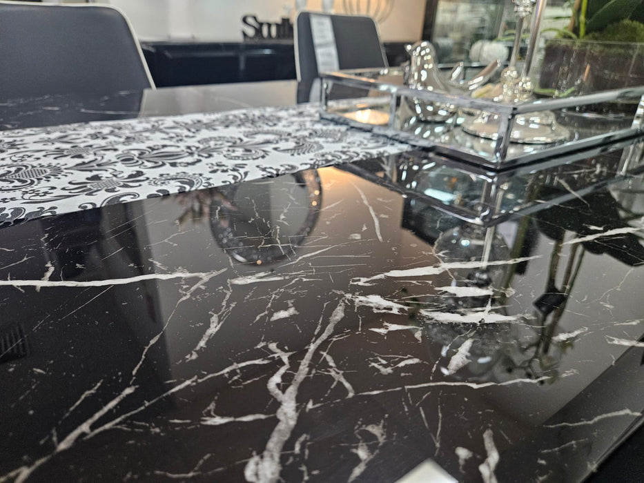 6 Seater Brighton Marble Dining Table with 6 Chairs Set