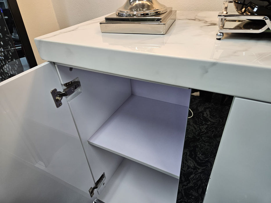 Carmela White Sideboard with Marble Top 200cm