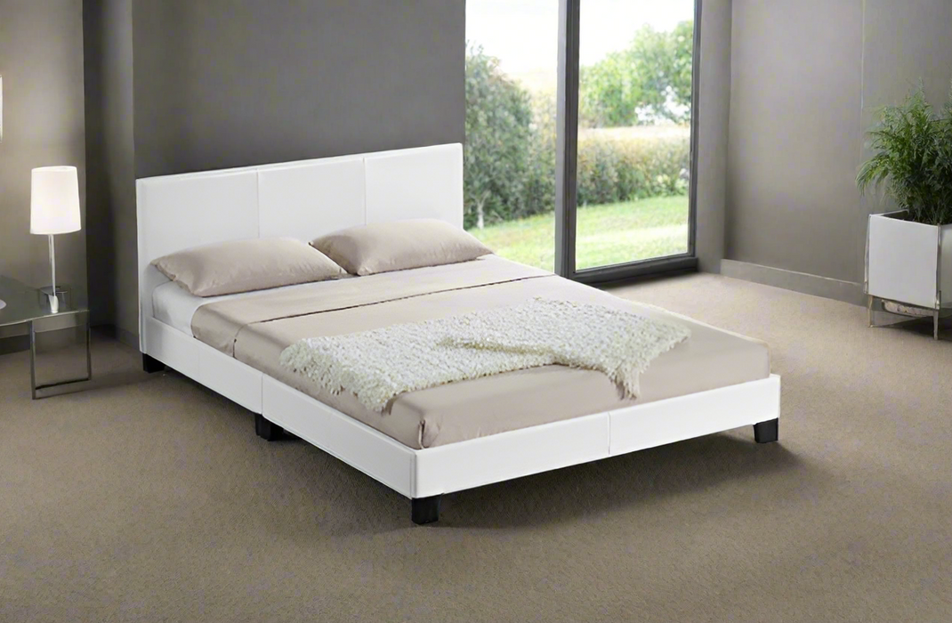 White Monaco Faux Leather Bed