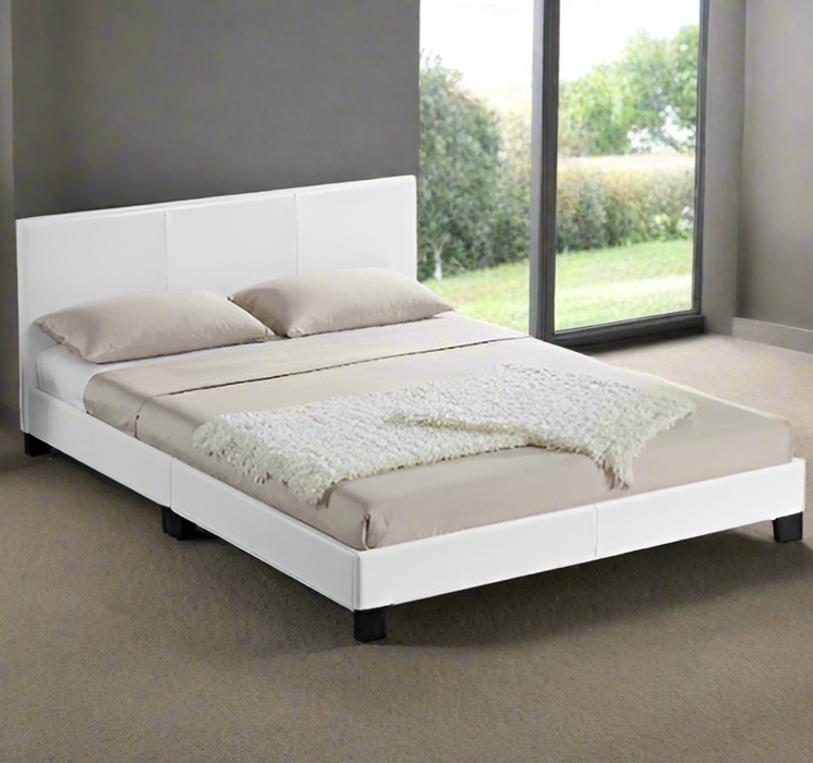 White Monaco Faux Leather Bed