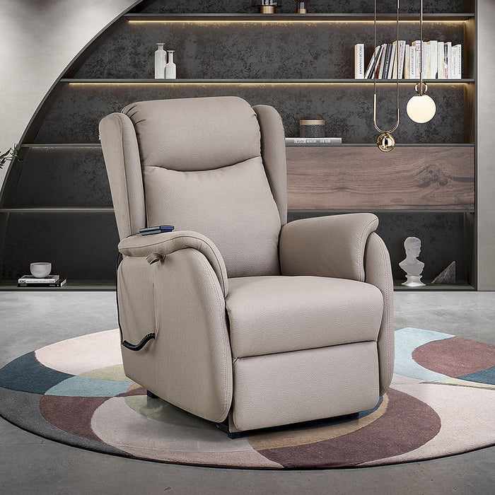 Beige Hobart Electric Lift Up Recliner Armchair with Remote Control