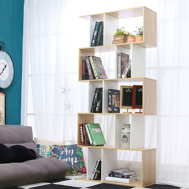 Oak White 5 Tier Display Bookshelf