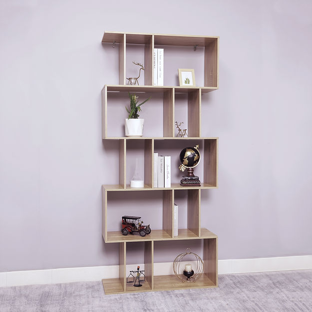 Oak 5 Tier Display Bookshelf