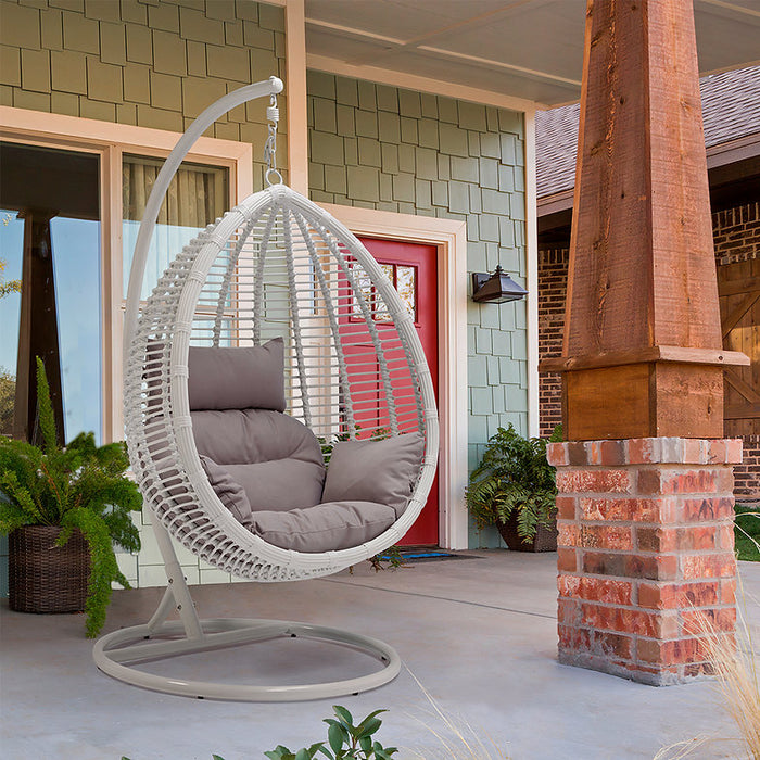 Shena Outdoor Rattan Hanging Swing Chair White