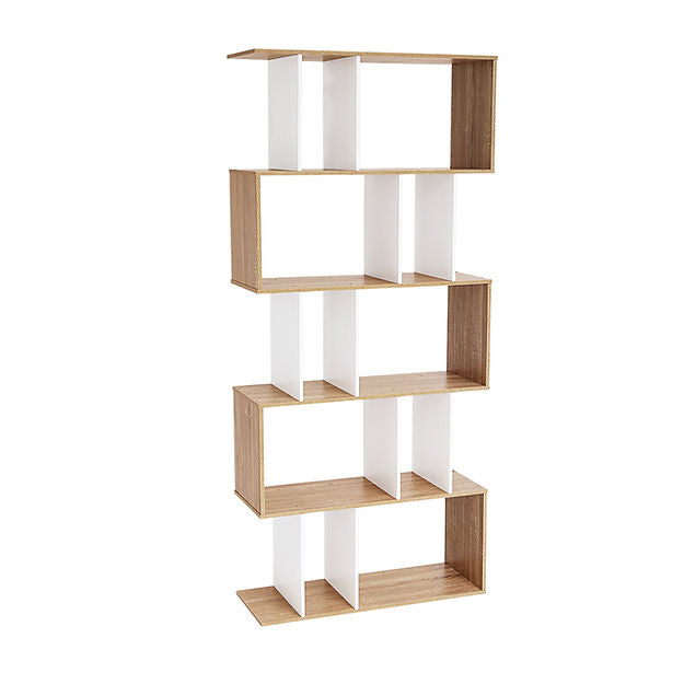 Oak White 5 Tier Display Bookshelf