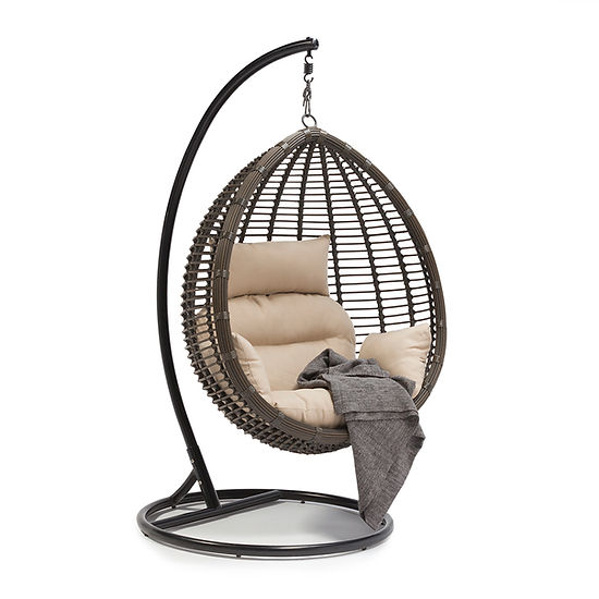 Shena Outdoor Rattan Hanging Swing Chair Brown