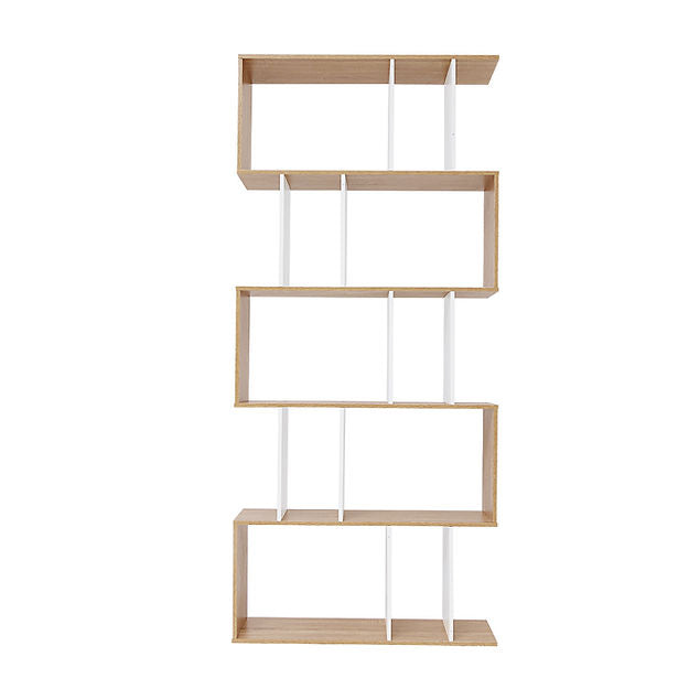 Oak White 5 Tier Display Bookshelf