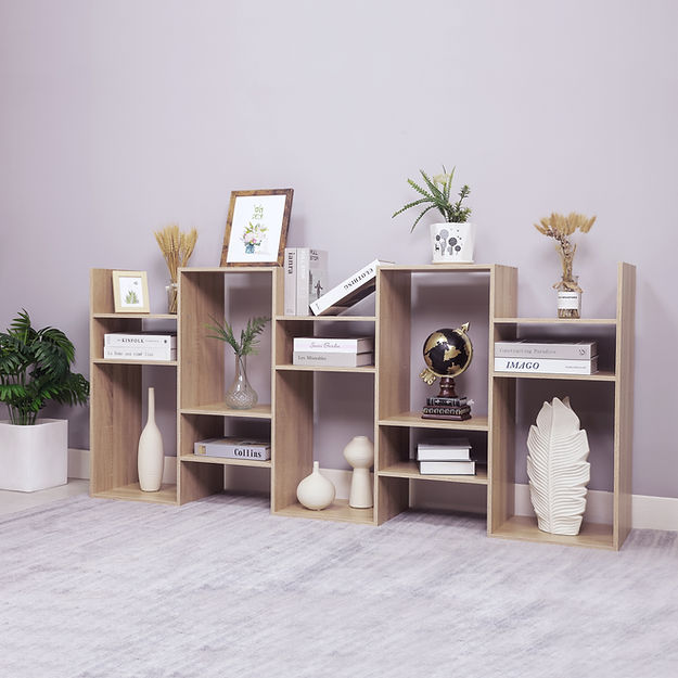 Oak 5 Tier Display Bookshelf