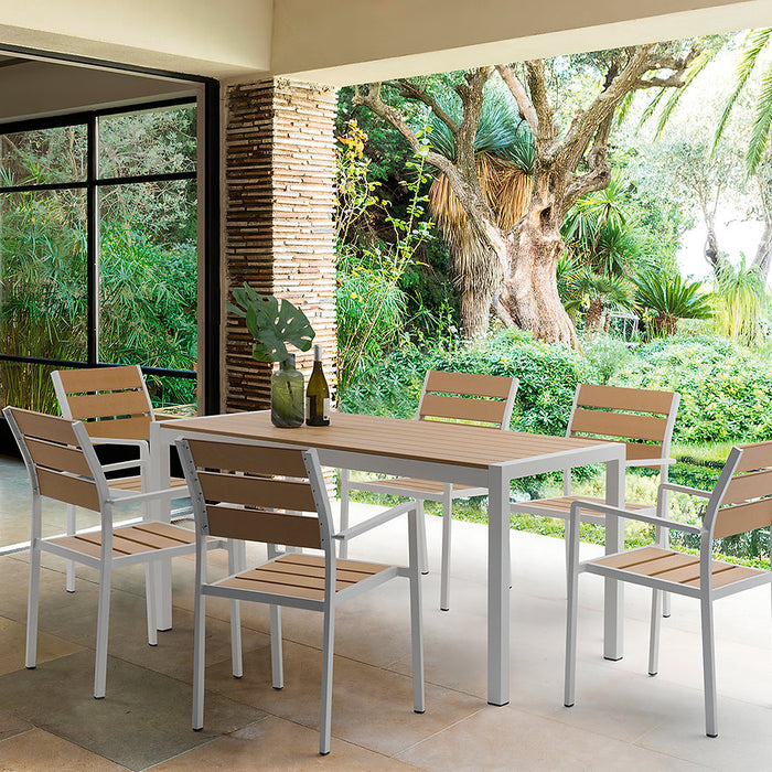 Natural 6 Seater Acava Outdoor Dining Table Set