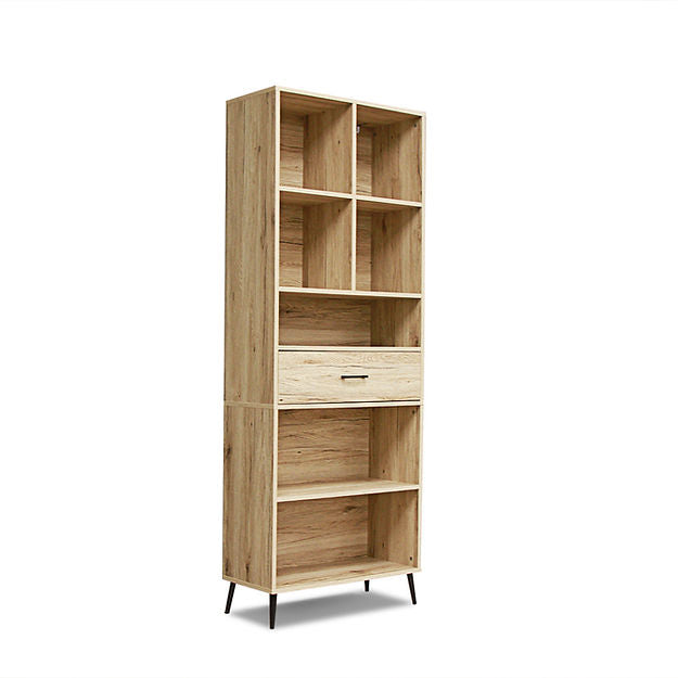 Oak Niva 5 Tier Oak Bookshelf with Drawer