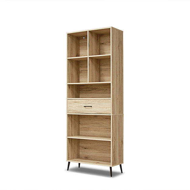 Oak Niva 5 Tier Oak Bookshelf with Drawer