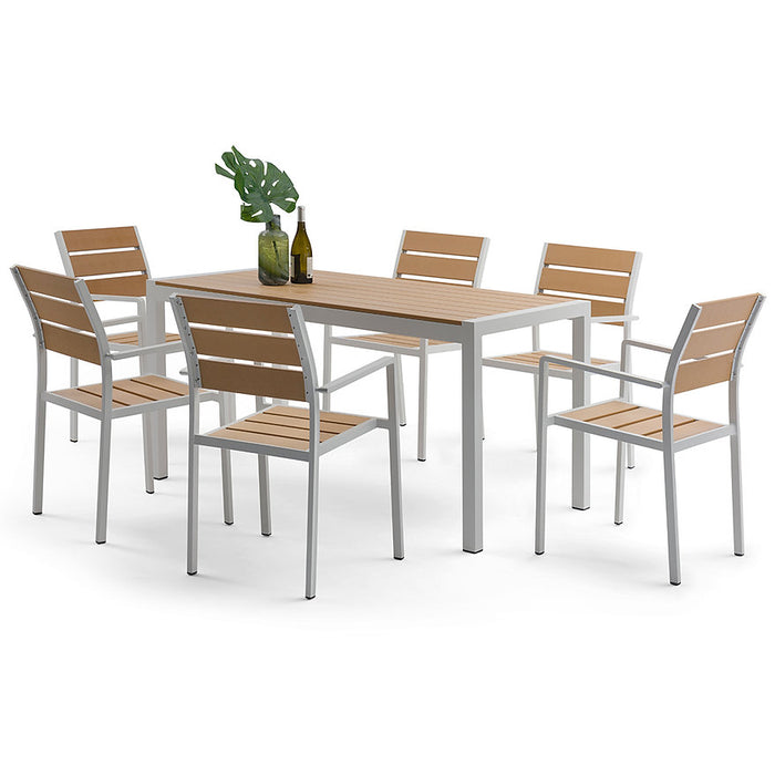 Natural 6 Seater Acava Outdoor Dining Table Set