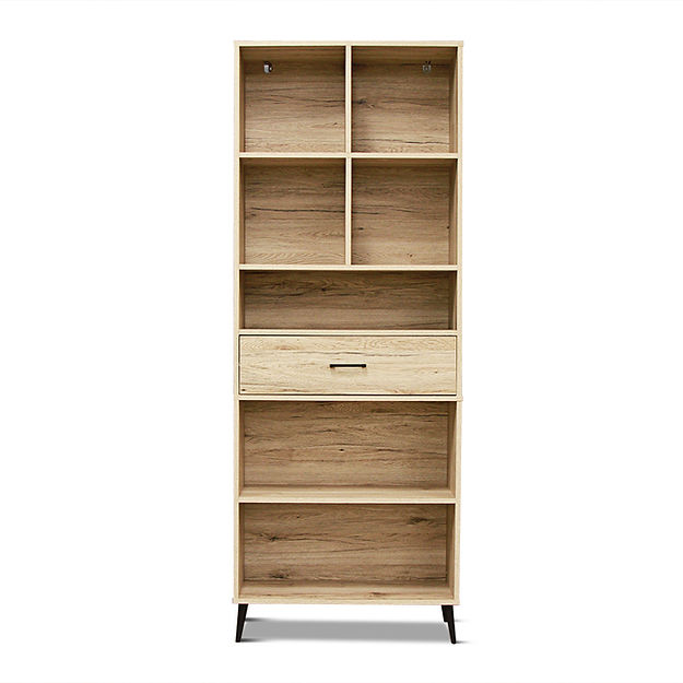 Oak Niva 5 Tier Oak Bookshelf with Drawer