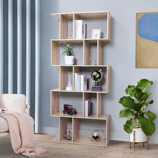 Oak 5 Tier Display Bookshelf