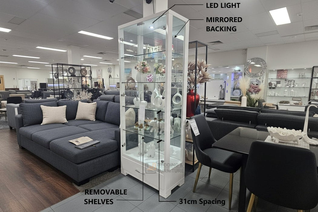 2 Door Glass Display Cabinet - Gallery White