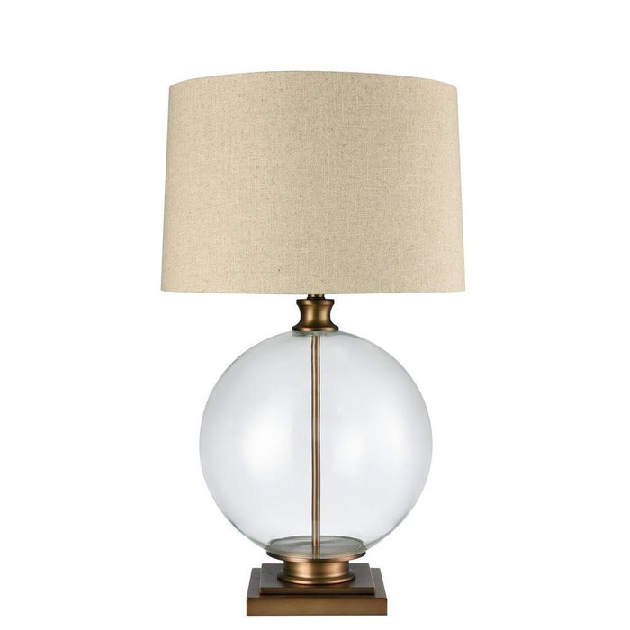 Ivy Antique Brass And Glass With Natural Linen Shade