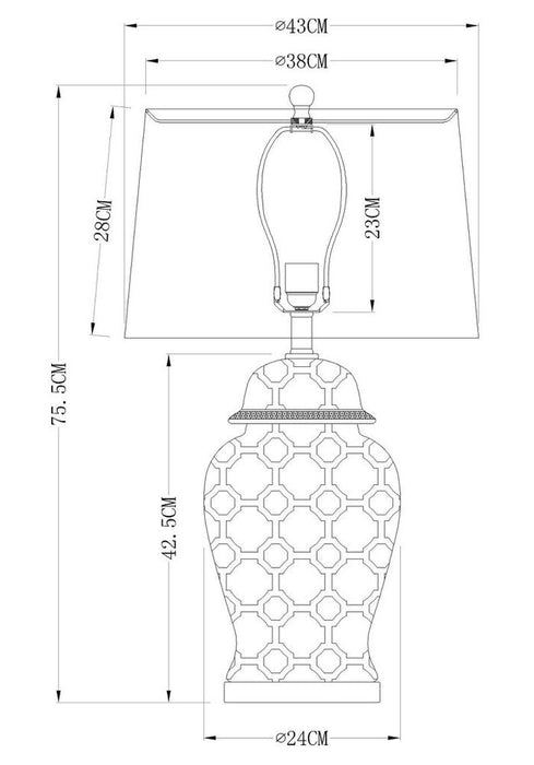 Lucca Blue & White Jar Shaped Lamp & Shade