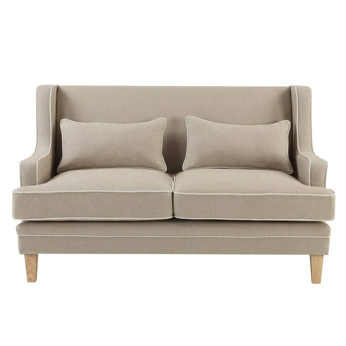 2 Seater Natural Bondi Hamptons Sofa with White Piping