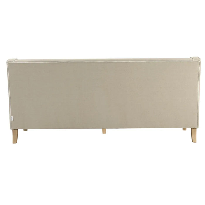 3 Seater Natural Bondi Hamptons Sofa with White Piping