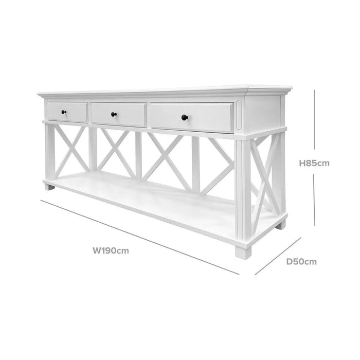 Sorrento White Hampton 3 Drawers Console Table