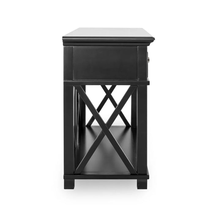 Hamptons 2 Drawer Hallway  Table Black 130cm