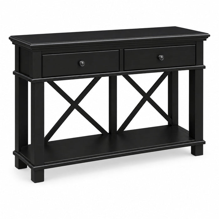 Hamptons 2 Drawer Hallway Console Table Black - Console Table Sydney