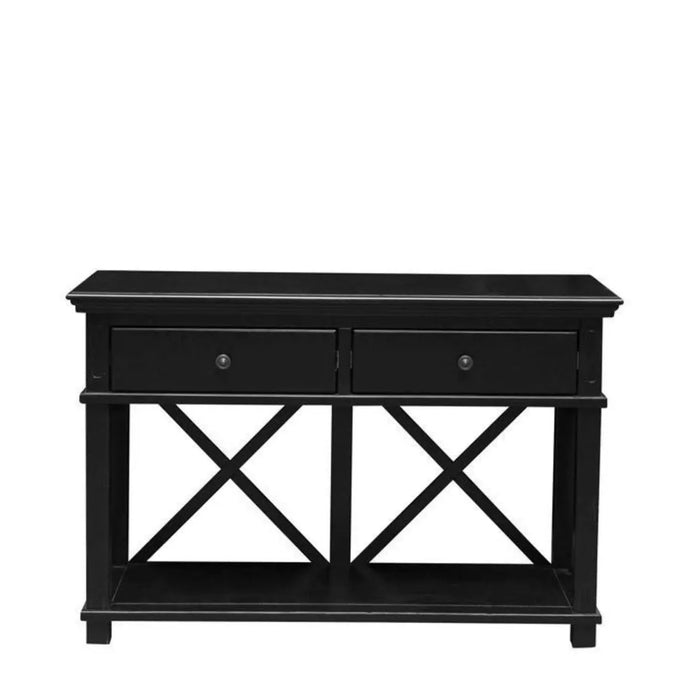 Hamptons 2 Drawer Hallway  Table Black 130cm