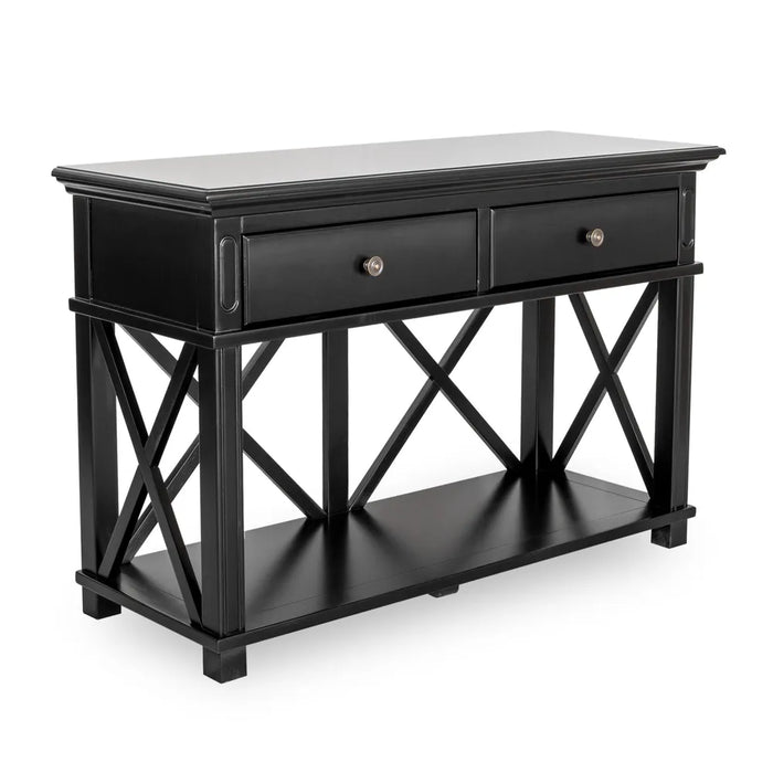 Hamptons 2 Drawer Hallway  Table Black 130cm