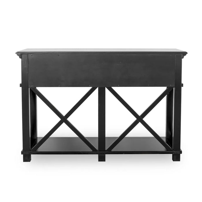 Hamptons 2 Drawer Hallway  Table Black 130cm