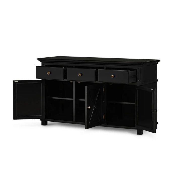 Black Sorrento 3 Door Hampton Buffet - 145cm