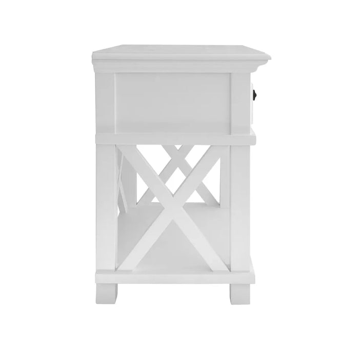 White Hamptons 1 Drawer Bedside Table