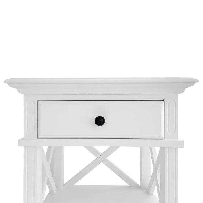 White Hamptons 1 Drawer Bedside Table