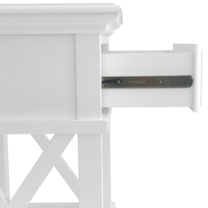 White Hamptons 1 Drawer Bedside Table