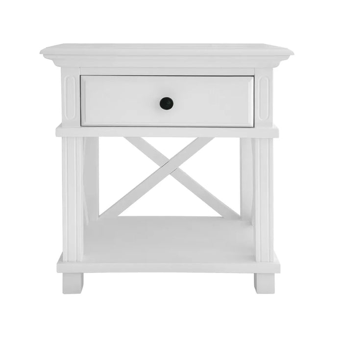 White Hamptons 1 Drawer Bedside Table