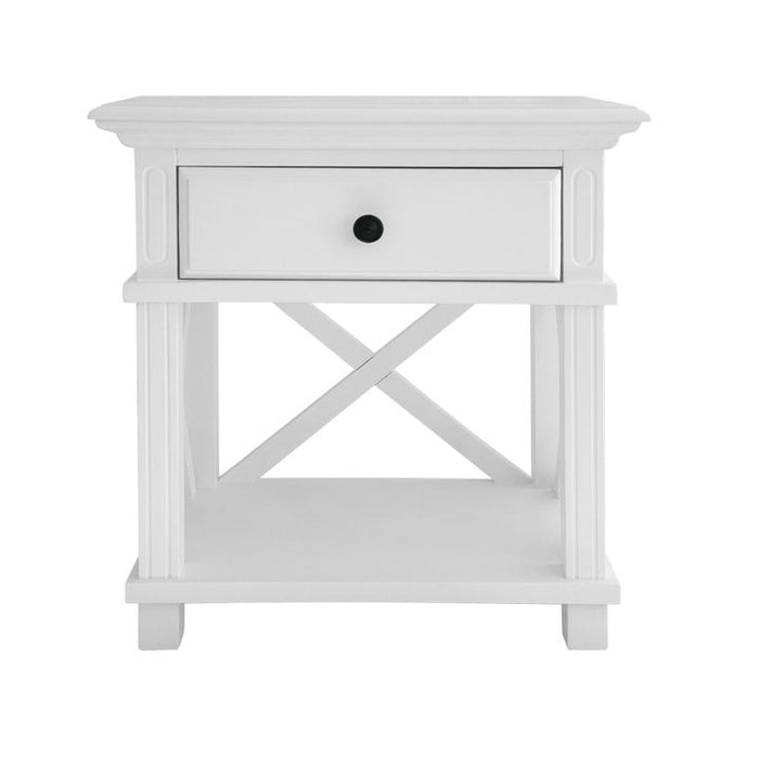 White Hamptons 1 Drawer Bedside Table