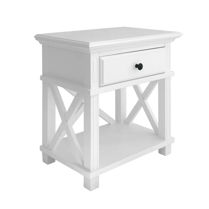 White Hamptons 1 Drawer Bedside Table